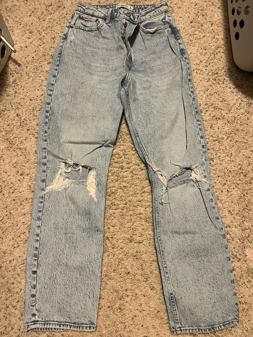 Abercrombie & Fitch Light Wash Ripped Boyfriend Jeans